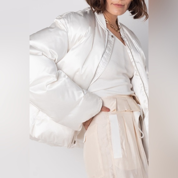 Madeinam Jill Bomber Puffer Jacket Winter Coat Oversized Satin Shine white XS - Picture 9 of 16